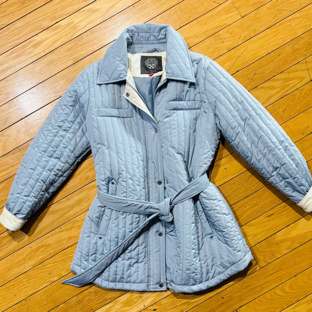 Vince Camuto Light Blue Quilted Puffer Coat